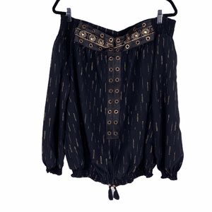 Black and Gold Off-The-Shoulder top Size XL